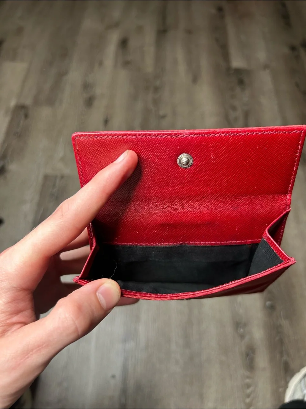 Prada Red Saffiano Trifold Wallet with Triangle Logo - Picture 7 of 7